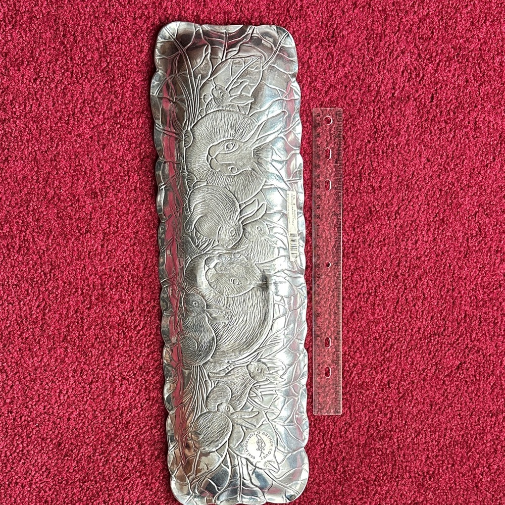 Arthur Court Bunny Clutch & Oblong Trays, Marble Cheese Board, Knife & Plane - Picture 5 of 10